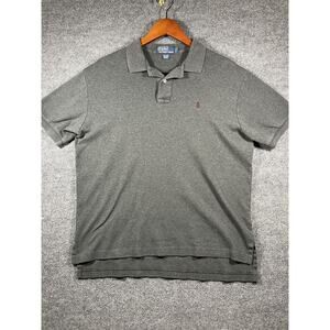 VTG Polo Ralph Lauren Golf Shirt Men's Large Gray Short Sleeve Casual Vented Hem